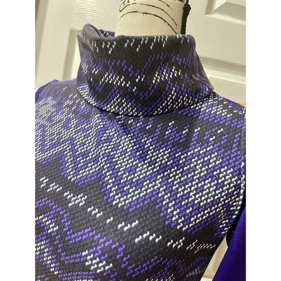 NIKE PRO DRIFIT SHIRT HYPERWARM TURTLENECK PURPLE BLACK GRID SZ M ATHLETIC CORE - Picture 4 of 11